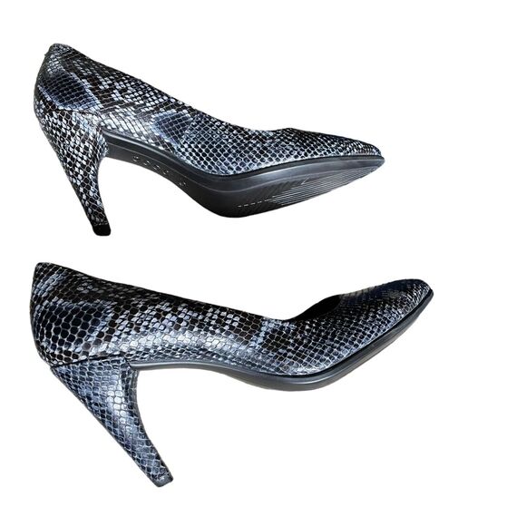 ECCO Danish Shape 75 Blue Black Snake Heels US 9.5 EU 40 - Picture 3 of 11